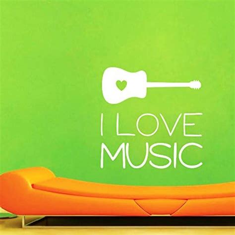 Decor Kafe 'I Love Music' Wall Sticker (PVC Vinyl, 35.56 cm x 35.56 cm ...