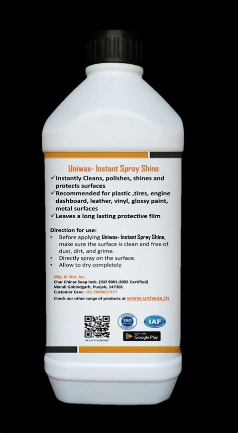 INSTANT SPRAY SHINE FOR CAR INTERIOR AND EXTERIOR PLASTIC AND LEATHER PARTS