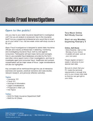 Fillable Online naic Basic Fraud Investigations - NAIC - naic Fax Email ...