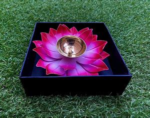 Rjkart Brass Table Diya Lotus Flower Shape Diya for Pooja Oil Lamp ...