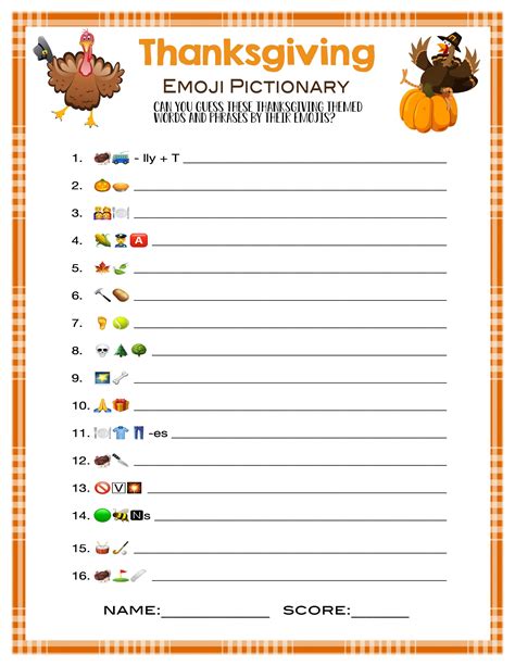 Printable Thanksgiving Games