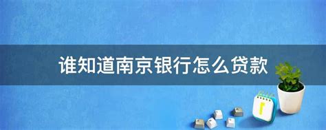 谁知道南京银行怎么贷款 - 业百科