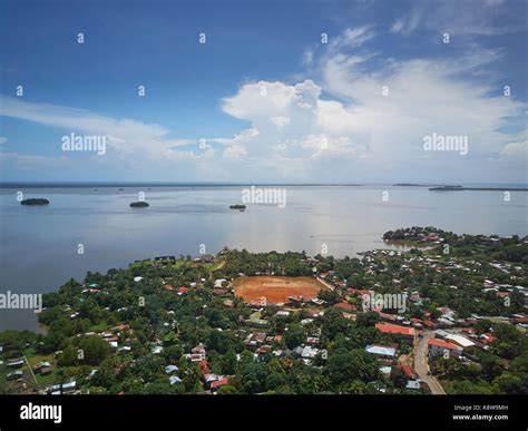 Bay in Bluefields town in Nicaragua aerial drone view Stock Photo - Alamy