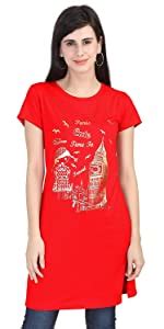 Buy FLEXIMAA Women's Cotton Printed Round Neck Half Sleeve Black Color ...