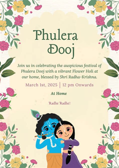 Page 2 - Free editable Holi invitation card templates | Canva
