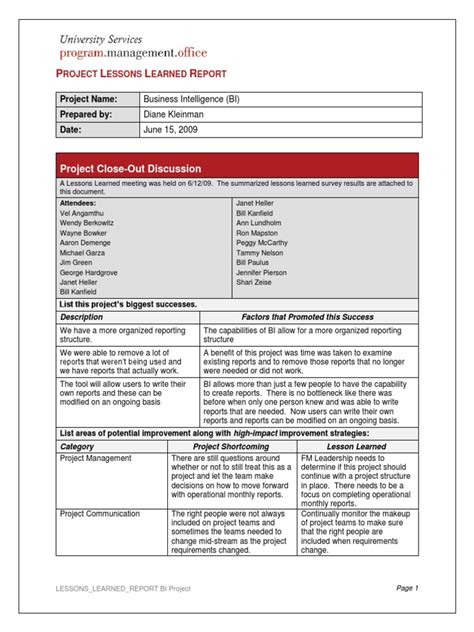 Image result for Lesson Learned Report