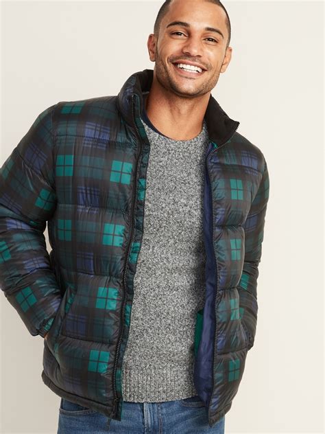 Frost-Free Plaid Zip Puffer Jacket For Men | Mens puffer jacket, Old ...