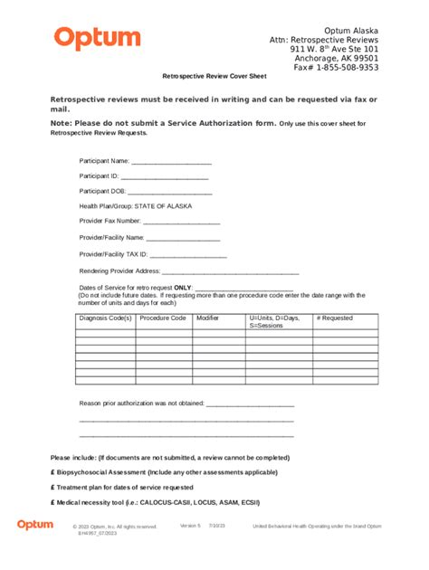 Clinical Retrospective Review Cover Sheet Doc Template | pdfFiller