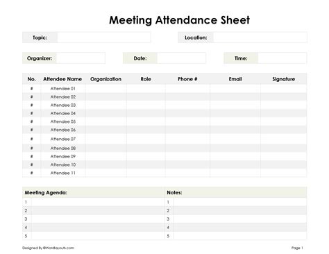 Free Meeting Attendance Template for Excel & Word