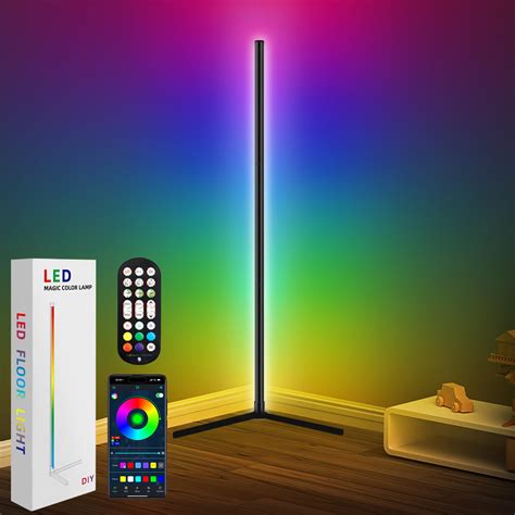Buy Corner Floor Lamp, 165cm Smart RGB LED Floor Lamp with App Remote ...