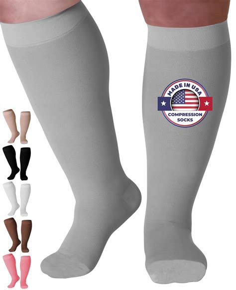Made in USA - Compression Socks for Women and Men 20-30mmHg - Grey ...