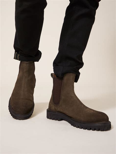 Chunky Suede Chelsea Boot in KHAKI GREEN | White Stuff