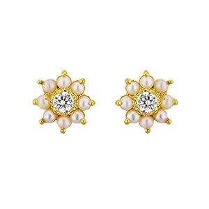 Sri Jagdamba Pearls Dealer Cz Flower Pearl Earrings For Women : Amazon ...