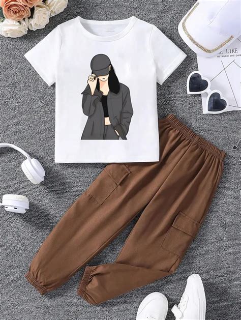 ECLIPSIO Brown Cotton Pretty Stylish Girls T-Shirt & Pant Sets Price in ...