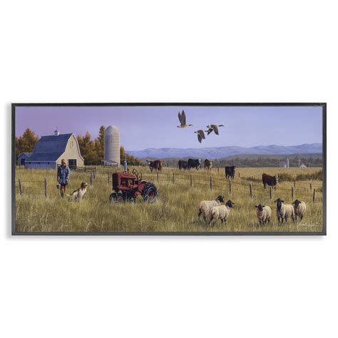 Stupell Industries Geese Over Lush Farm Scene Framed Giclee Design by ...