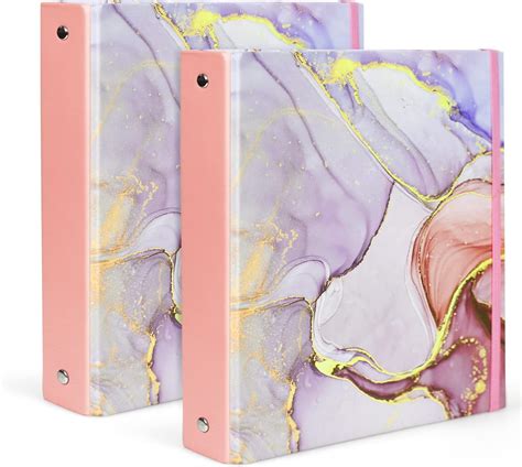 Amazon.com : 2 Pieces 3 Ring Binder Cute Binders 1 Inch Marble Binder ...