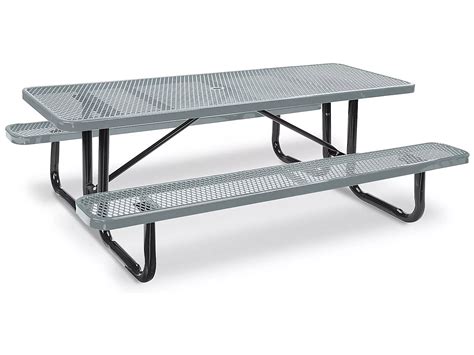 Metal Picnic Table - 8' Rectangle, Gray H-2129GR - ULINE