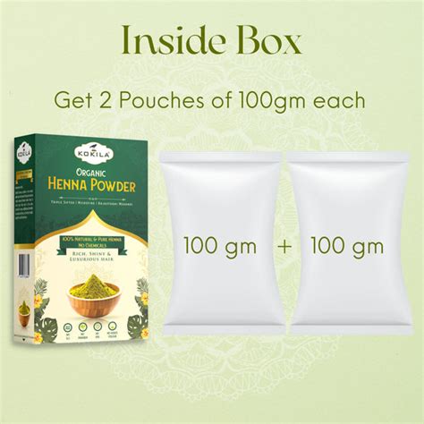 Kokila Organic Henna Powder for Natural Hair Color, 100% Natural Henna