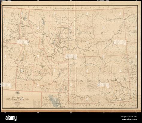 Post route map of the states of Montana, Idaho and Wyoming with ...
