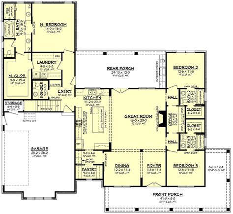House Plan 80881 - Traditional Style with 2394 Sq Ft, 3 Bed, 3 Ba ...