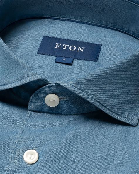 Mid Blue Lightweight Denim Shirt - Eton