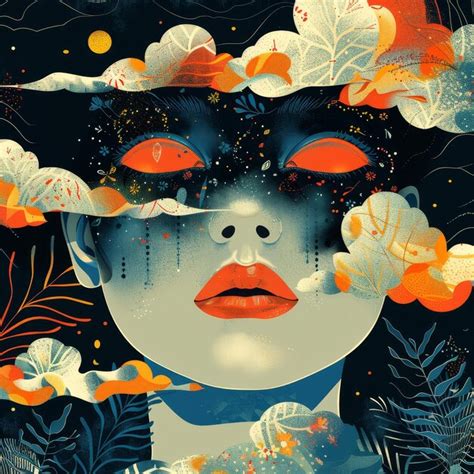 Dreamy portrait with floral elements | Premium AI-generated image