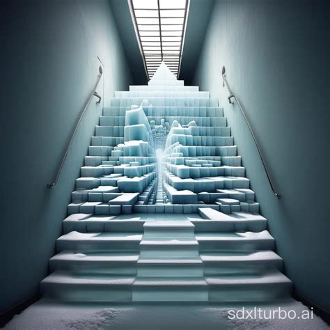 Frozen Stairs Illusion Enigmatic Ice Path in Optical Wonderland | SDXL ...