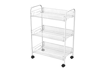 SEVVY - 3-Tier Mesh Rolling Cart/Mesh Trolley - Household Utility Cart ...
