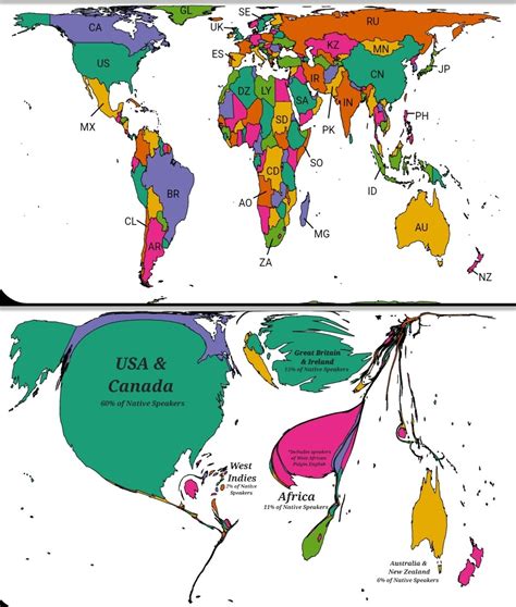 Geographical Distribution of Native English... - Maps on the Web