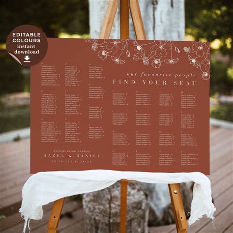 HAZEL | Alphabetical Wedding Seating Chart Template