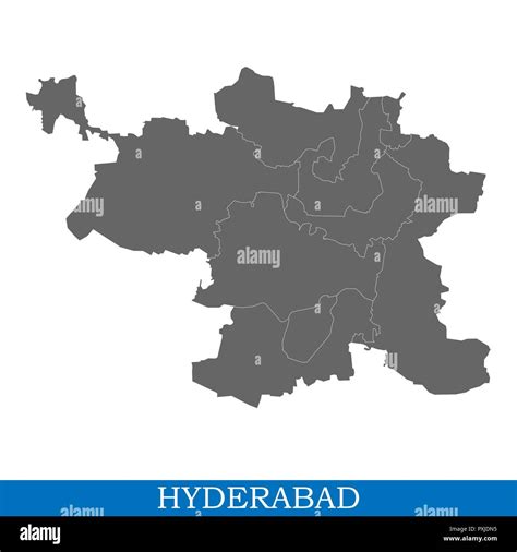 High Quality map of Hyderabad is a city of India, with borders of ...