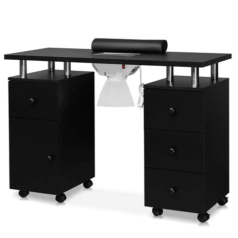 Omysalon Manicure Table Nail Desk w/Electric Downdraft Vent Black/Whit