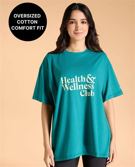 Kica Cotton Oversized Printed Graphic T Shirt Teal – Kica Active