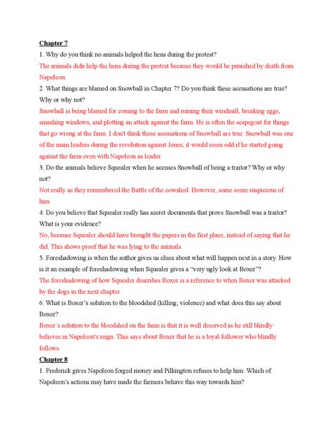 Animal Farm Chapter 5 Questions And Answers Pdf at Elizabeth Dunn blog