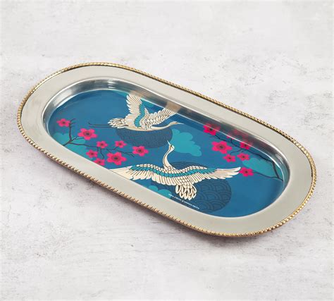 Shop for designer steel serving trays online | India Circus