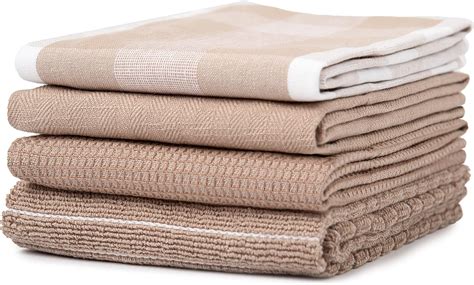 Sticky Toffee Tan Kitchen Dish Towels Set of 4, India | Ubuy