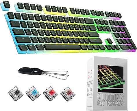 Buy Econnect Pudding Keycaps 61 87 104 108 Double PBT Keycap Set with ...