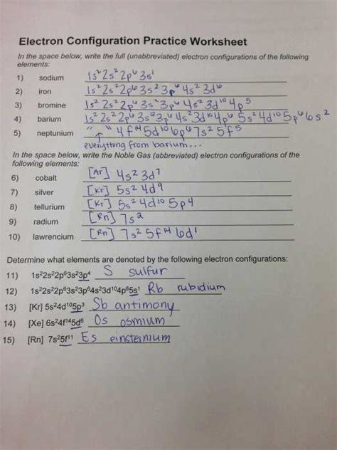 Image result for Electron Configuration Worksheet Answer Key