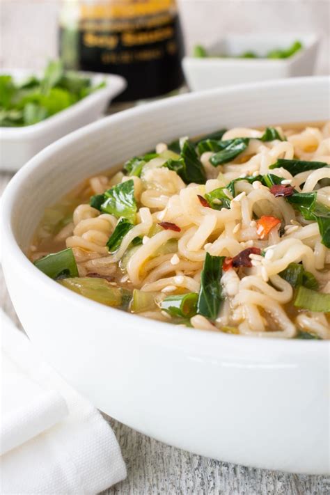 Spicy Ginger Bok Choy Soup with Noodles | For the Love of Cooking