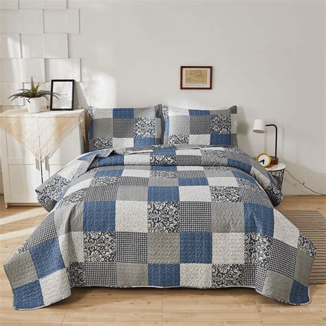 Quilt Set Queen/Full Size 3 Piece Bedspread Coverlet Home Lightweight ...