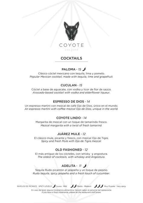 Carte et Menus 2024 - Coyote à Sant Josep De Sa Talaia | TheFork