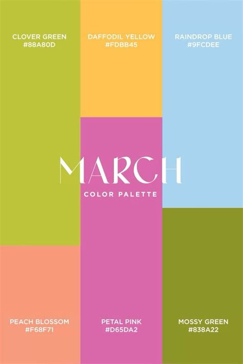 March Color Pastel Inspiration in 2025 | March colors, Color harmony, Color