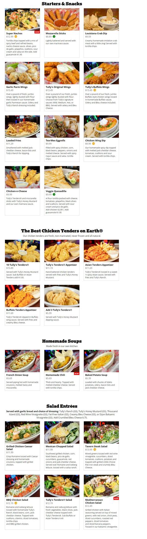 Tully's Good Times Fairmount menu in Syracuse, New York, USA