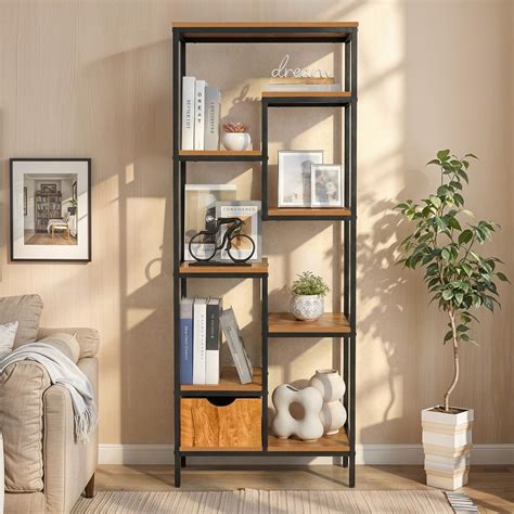 ABOUT SPACE Book Shelf for Home - 7 Shelves,1 Bottom Drawer, Modern ...