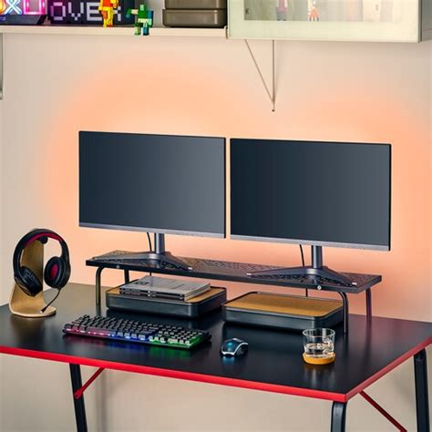 LÅNESPELARE monitor stand, black, 97x19 cm (38 ¼x7 ½") - IKEA