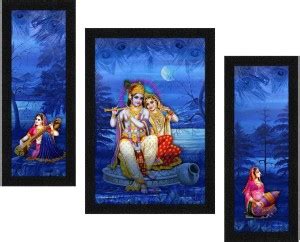 Art Amori Radha krishna sitting in Moon light with gopis 3 Piece ...