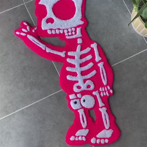 Bart S. Pink Skeleton Double Layered Fluffy Tufted Rug