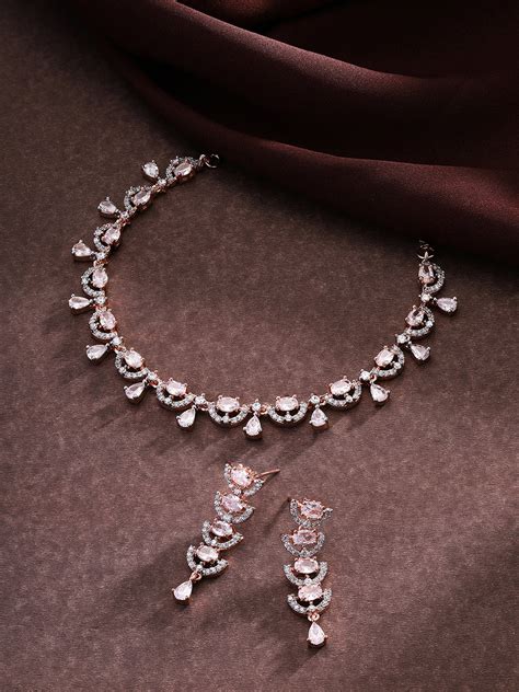 Priyaasi Elegance in Bloom with Rose Gold Plated American Diamond Jewe