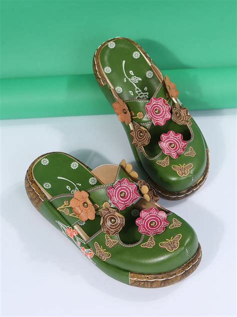 Vintage Floral Mules Clog Shoes | zolucky
