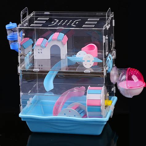 Buy DuvinDD 3-Tier Hamster Cages with Slide Tube Tunnel and Hamster ...